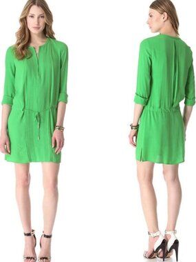Diane Von Furstenberg Leonie Pleated Drawstring Waist Tunic Dress Size 4
